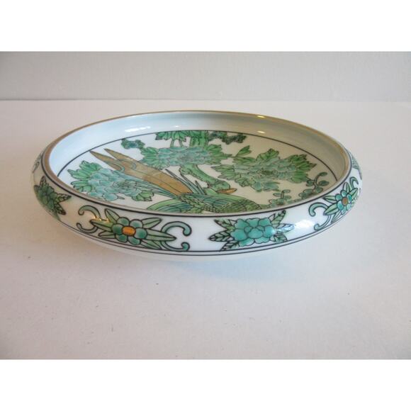 Gold Imari Hand painted Peacock Motif Porcelain Floral Pattern Small Dish - Picture 5 of 13